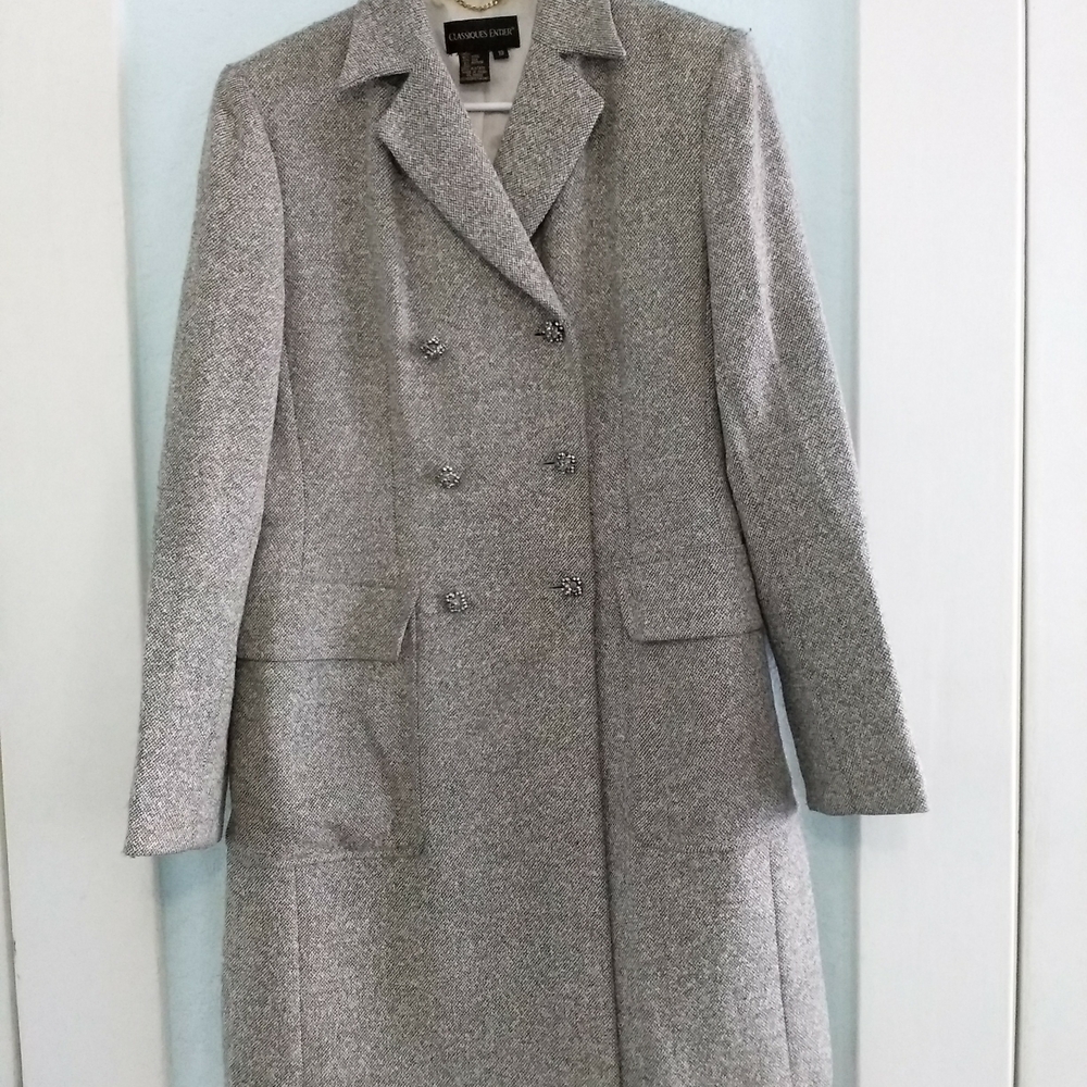 Jones New York Gray Trench Coat Classic Style